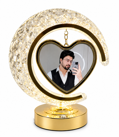Custom Crystal Moon Photo Frame Lamp - Personalized LED Night Light with Your Picture