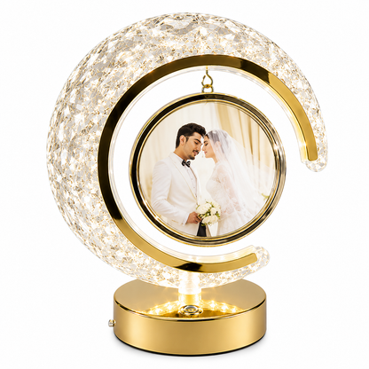 Custom Crystal Moon Photo Frame Lamp - Personalized LED Night Light with Your Picture