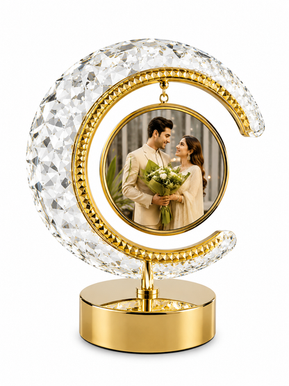 Custom Crystal Moon Photo Frame Lamp - Personalized LED Night Light with Your Picture