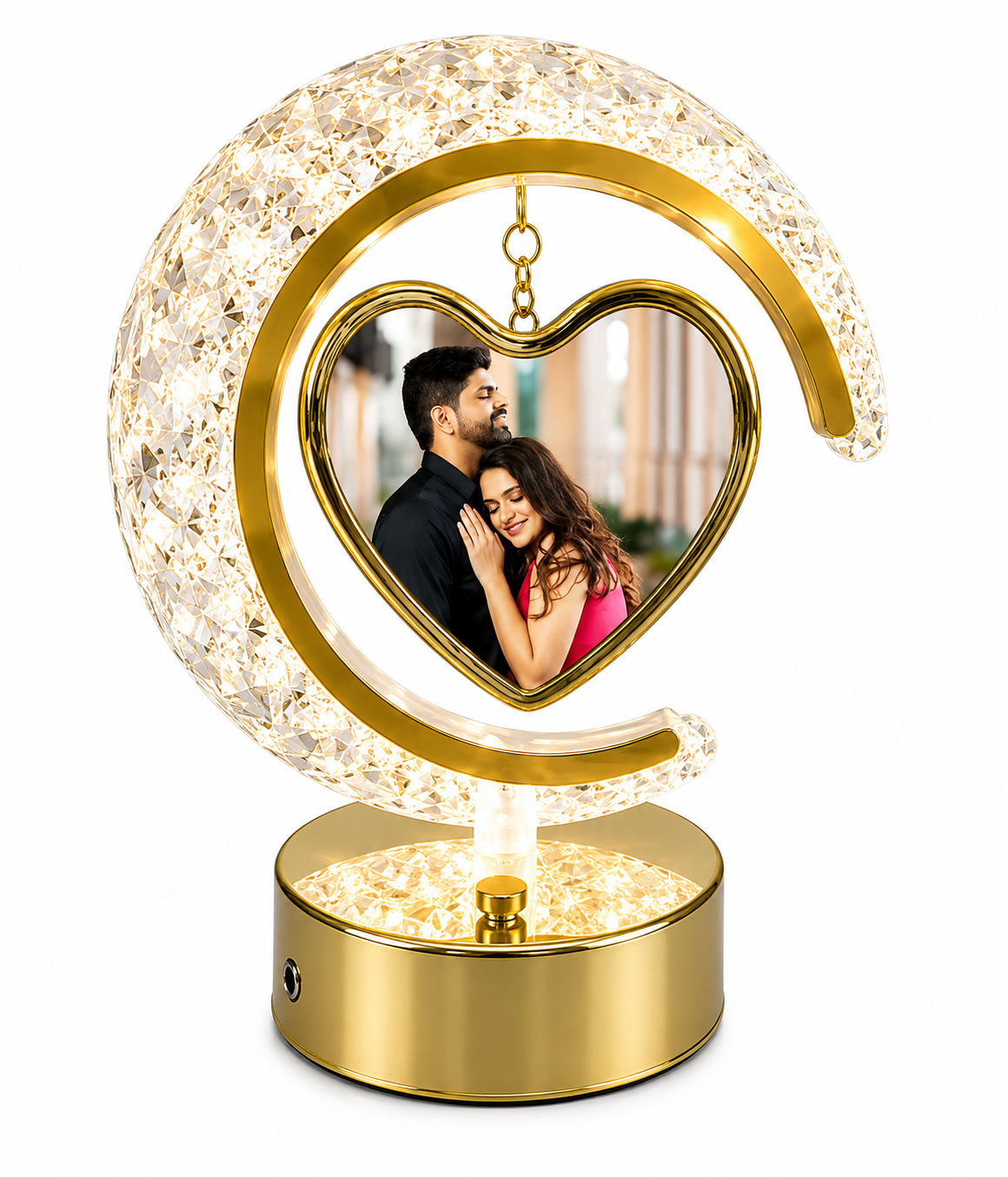Custom Crystal Moon Photo Frame Lamp - Personalized LED Night Light with Your Picture