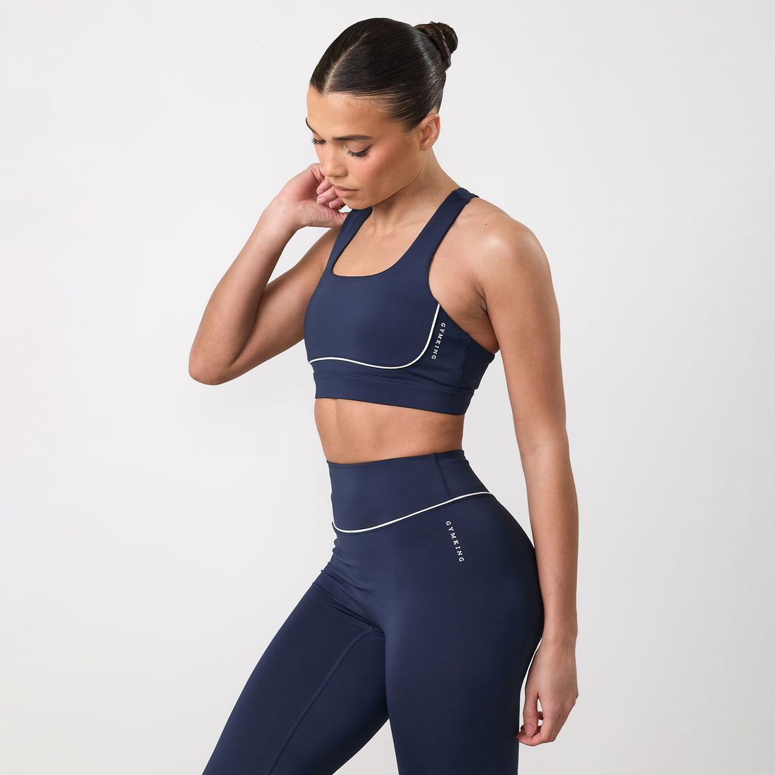 Gym King Knockout Piped Sports Bra - Indigo Blue