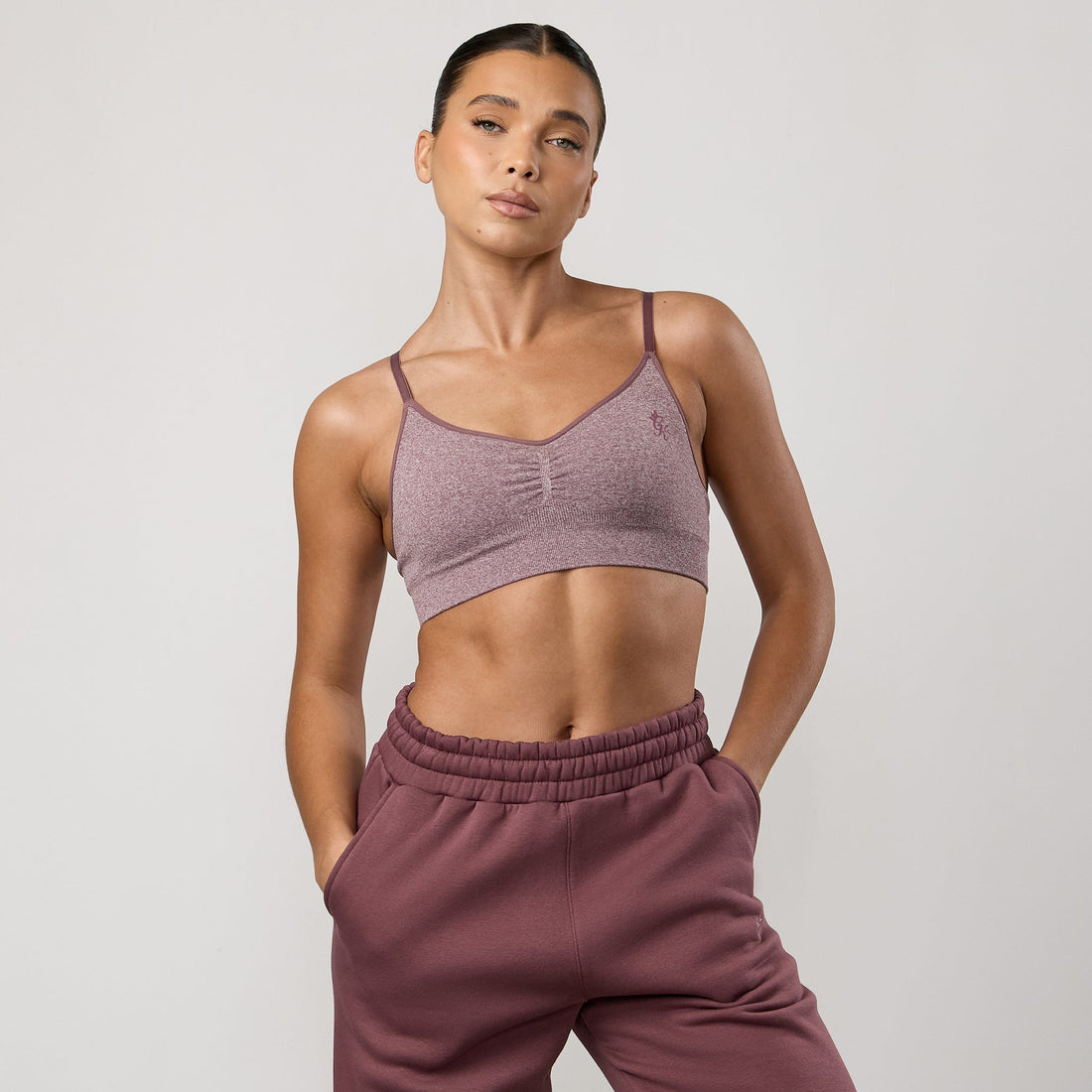 Gym King Sculpt Marl Scrunch Bra - Grape