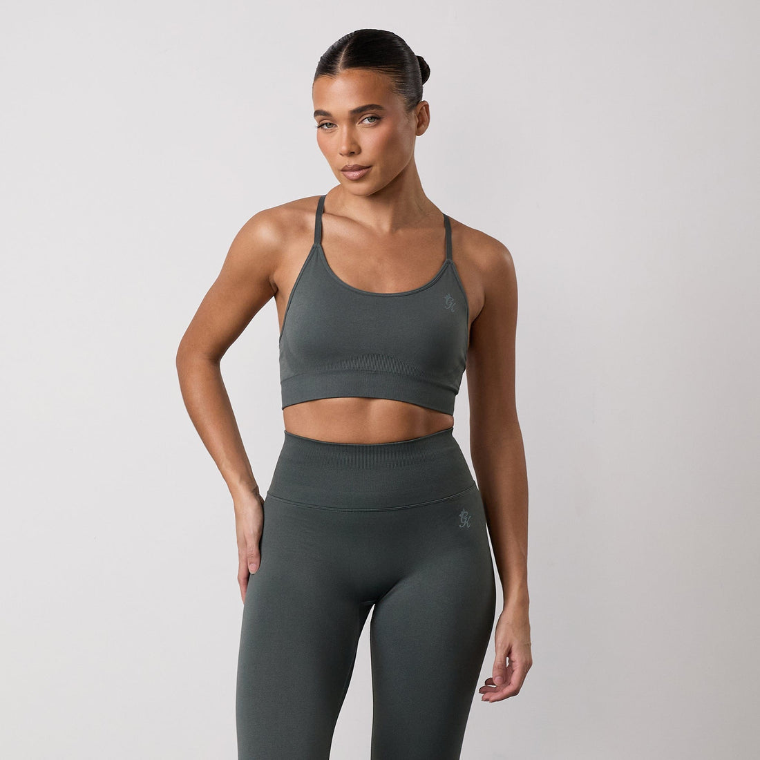 Gym King Sculpt Seamless Bra - Green Smoke