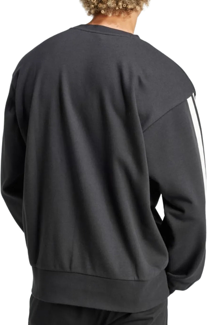 adidas Essentials 3 Stripe Mens Sweatshirt - Black