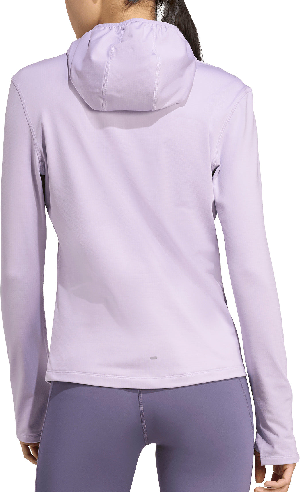 adidas Own The Run Winterized Hooded Half Zip Long Sleeve Womens Running Top - Purple
