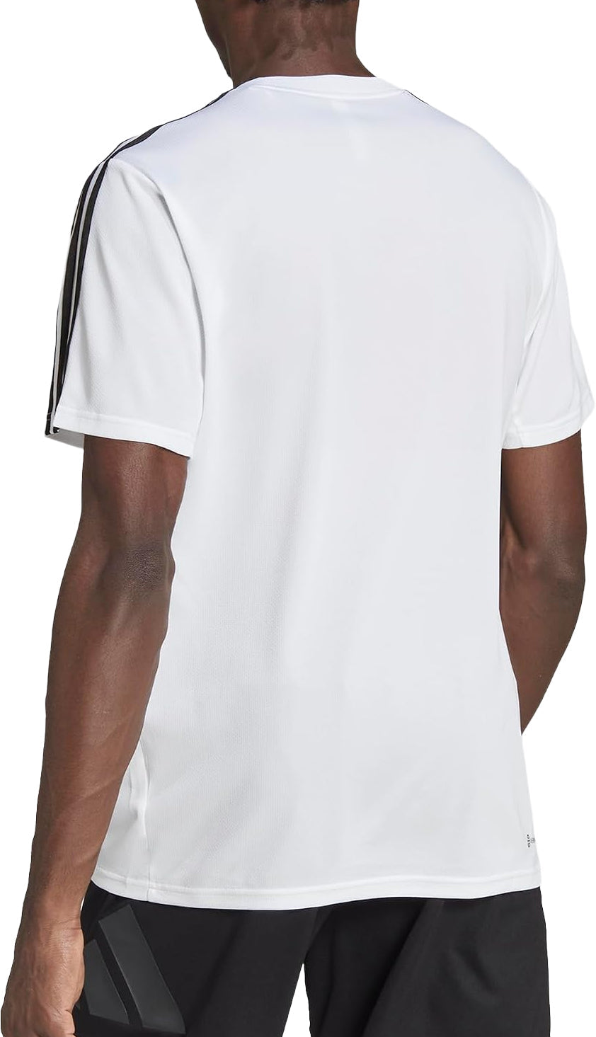 adidas Train Essentials 3 Stripes Short Sleeve Mens Training Top - White